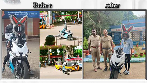 bunny helmet rider fined