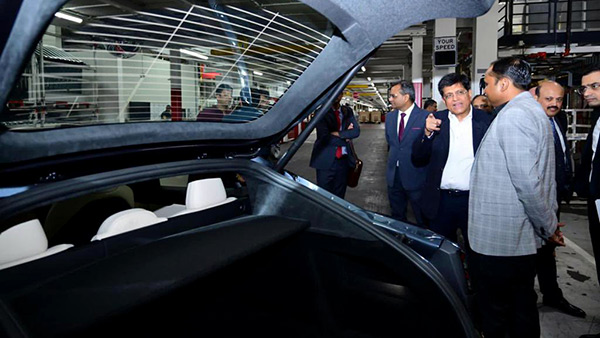 piyush goyal visits tesla factory