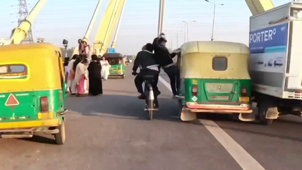 man performing dangerous stunt