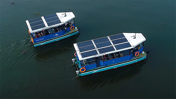 Solar electric boat roof