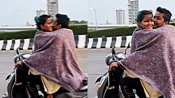 Couple Seen Romancing On Moving Suzuki Access In Mumbai