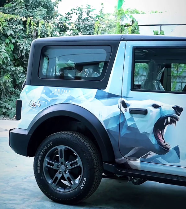 Mahindra thar wrapped in got