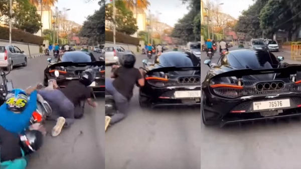 Mclaren 765 lt crashed into two wheeler