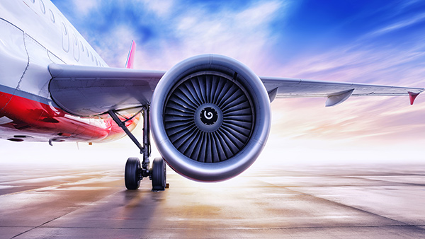 aircraft engines slightly tilted down