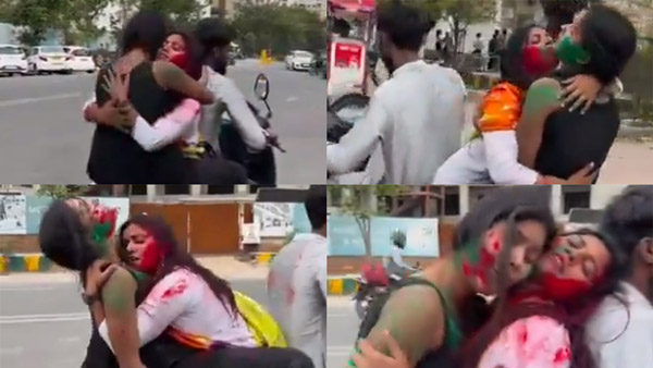 2 Noida Girls Romance On Moving Scooter