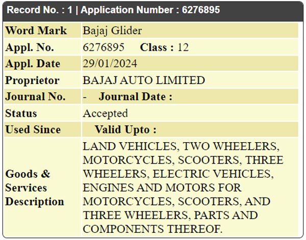 bajaj cng bike name trademark