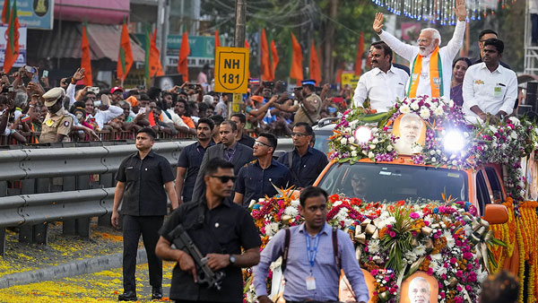 pm modi road show in coimbatore