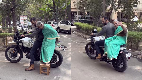 Royal Enfield Himalayan 452 Bike Rider Gives Grandmother A Ride