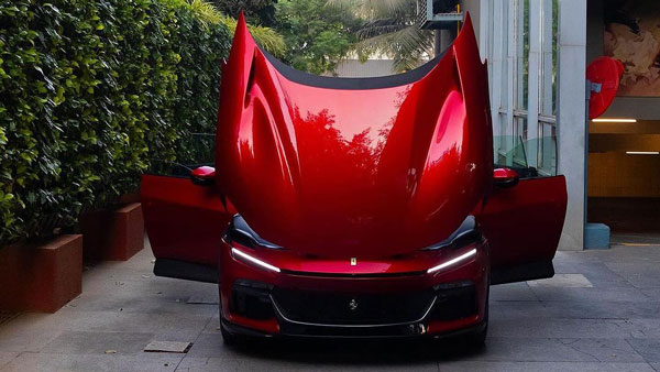 Ambani ferrari purosangue supercar front Ambani ferrari purosangue supercar front