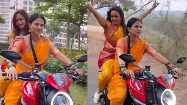 Actress riding bike without helmet