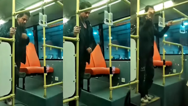 Shah Rukh Khan Spotted In Airport Bus