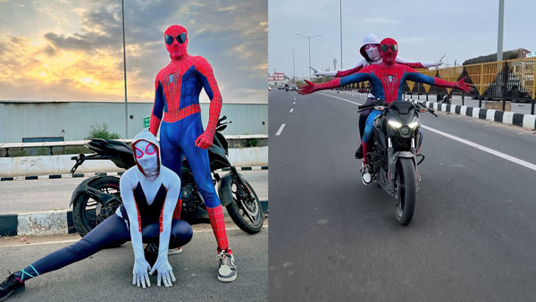 Spiderman couple bike ride arrested