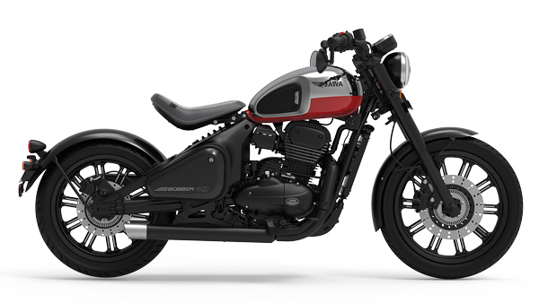Jawa 42 bobber red sheen side view