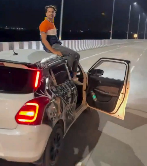 man doing dangerous stunts