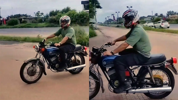 MS Dhoni Spotted Riding Yamaha RD350 HT
