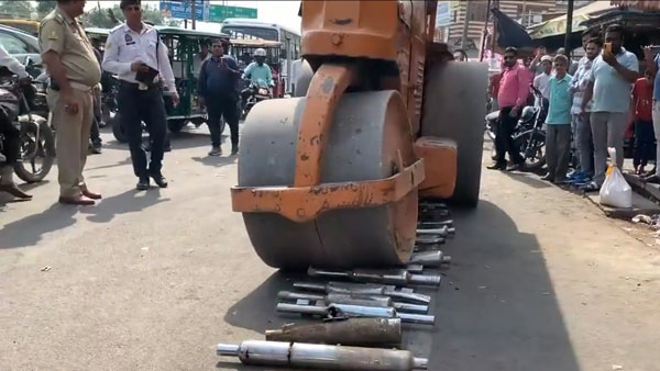 Police crush silencer