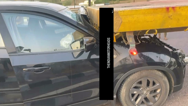 tata harrier accident with lorry