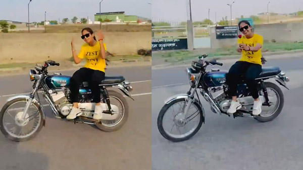 Girl s Stunt On A Moving Yamaha RX100 Girl s Stunt On A Moving Yamaha RX100