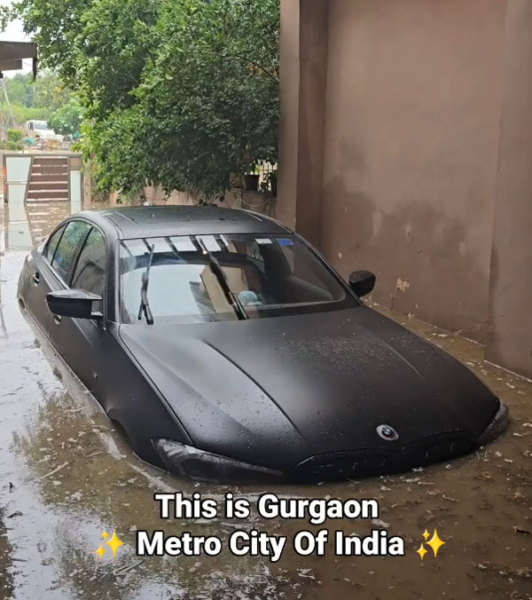 cars submerged in rain water