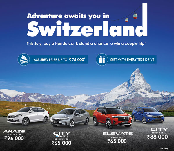 Honda to offer couple s trip to switzerland