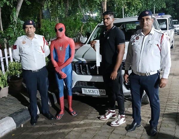 youngster in spiderman dress arrested