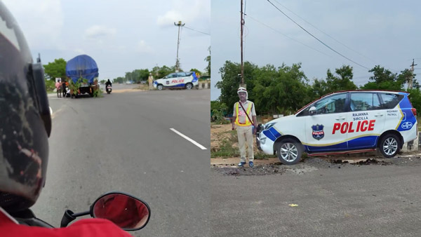 Two-wheeler Rider Stops To Wear Helmet After Watching Fake Police Car