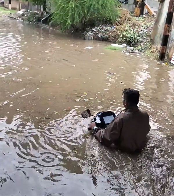 scooter ride in flooded roadways
