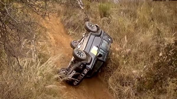 Jimny survives off-road rollover intact