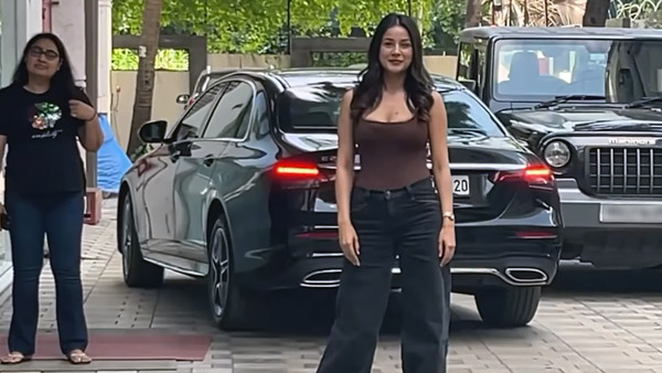 shehnaaz gill with mercedes-benz e-class