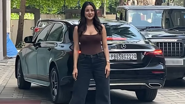 shehnaaz gill with mercedes-benz e-class