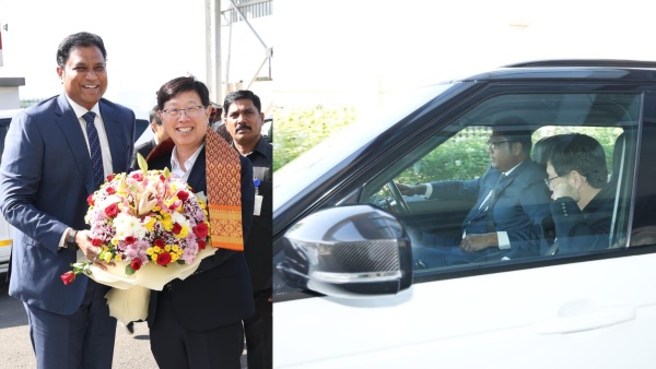 Trb rajaa driving a car with foxconn ceo Trb rajaa driving a car with foxconn ceo