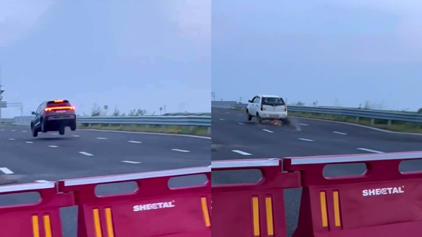 Vehicles go airborne on expressway