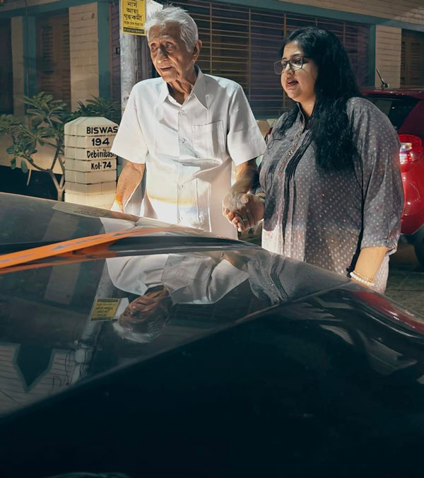 grandfather look at grandson s mahindra