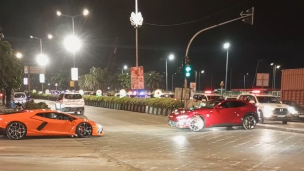 Akash ambani s convoy stops lamborghini revuelto super car