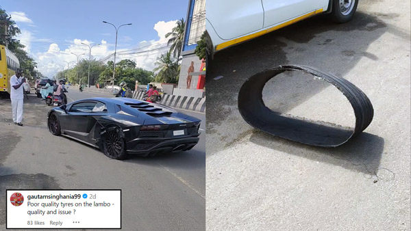 Lamborghini Aventador Tyre Comes Off Rim In Chennai ECR Lamborghini Aventador Tyre Comes Off Rim In Chennai ECR