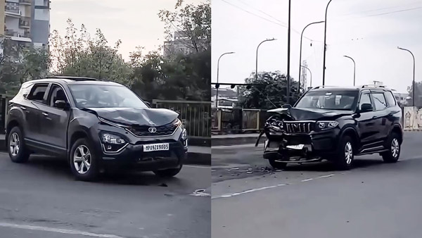 Head-on collision between mahindra scorpio n and tata harrier