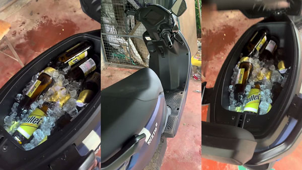 12 Beer Bottles In Ather Rizta Electric Scooter Boot