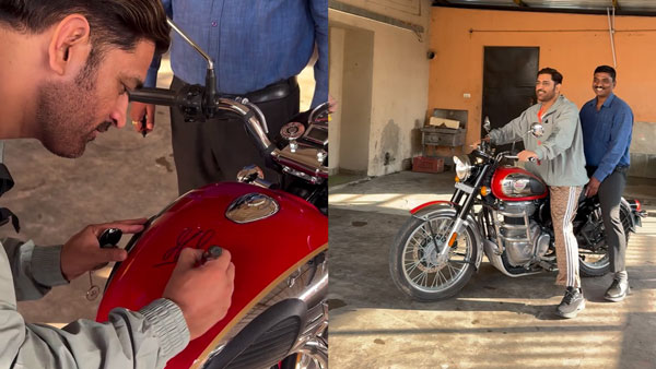 Dhoni Autographs Royal Enfield Classic 350 Bike Dhoni Autographs Royal Enfield Classic 350 Bike