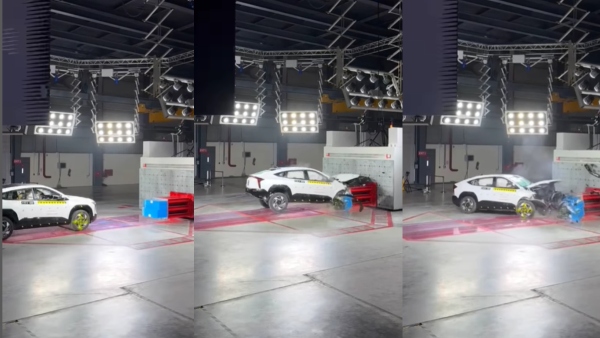 Mahindra conducts live ev crash test