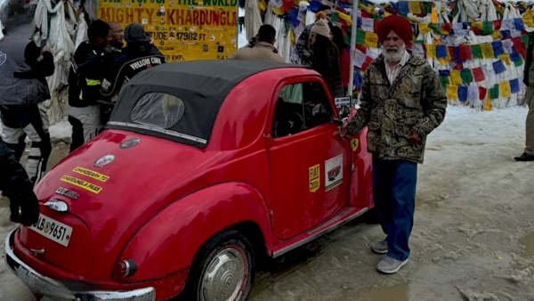 Grandpa drives 70-year-old fiat to khardung la