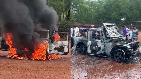 Mahindra thar fire during stunt Mahindra thar fire during stunt