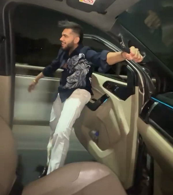 man dangerous stunt in car man dangerous stunt in car