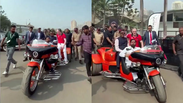 ex-cm eknath shinde rides trike