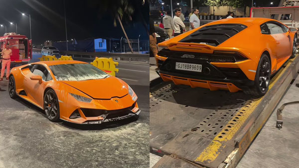 Lamborghini driveable after fire incident Lamborghini driveable after fire incident