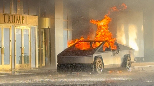 tesla cybertruck burst in america