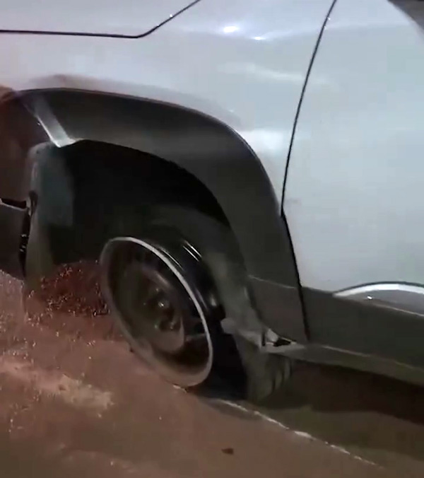 car driven with flat tire