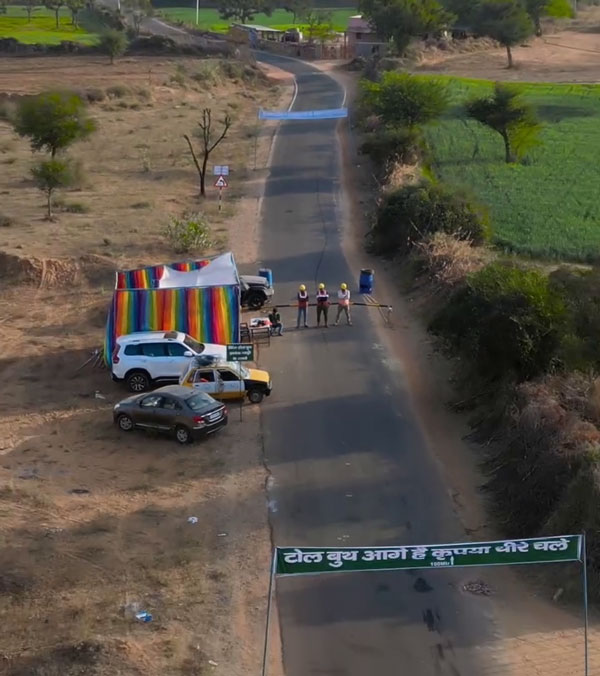 fake toll booth set-up