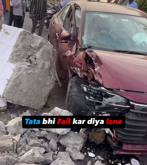 maruti suzuki dzire hit concrete