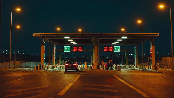 fake toll booth set-up