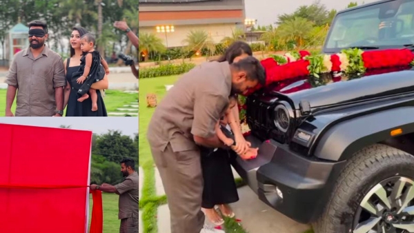 Wife surprises husband with mahindra thar roxx